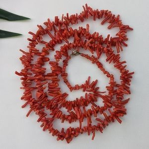 *SOLD* Vtg Genuine Red Coral Branch Necklace extra long 33"